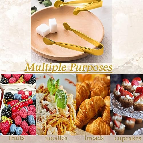 6 Pack 4.3\" Sugar Cube Ice Tongs, Stainless Steel Mini Appetizers Serving Tongs for Buffets, Coffee Bar, Tea Party and Desserts Banquet (Gold) - Thumbnail 5