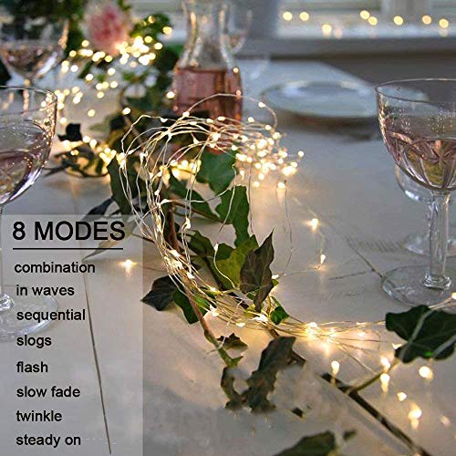 ANGMLN Led Lichterbündel, mit Fernbedienung, 200 Mikro Led 2M Silberdraht Mirco Lichterkette Batteriebetrieb,8 Lichtmodi,Timer modus, Lichterdraht Copper LightDeko für Innen und Außen Warmweiß - Image 3