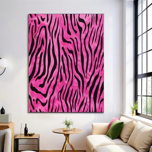 Affiche motif rayures zébrées rose GDJSMIN décoration murale salon 60x90