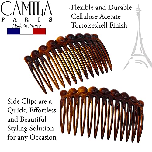 Camila CP33-2 Paris Cp33/2 French Hair Side Comb Small Tortoise Shell French Twist Hair Combs Decorative thumb #3
