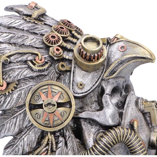 Calavera steampunk Nemesis Now el regalo gótico ideal de 15.7 cm con tocado de plumas 4