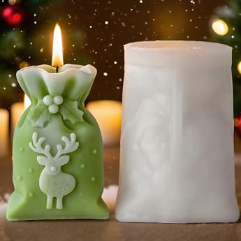 3 D Elk Christmas Bags Silicone Moulds Casting Moulds Christmas Candle Moulds Silicone Moulds for Pouring Silicone Mould Christmas Candles Moulds Silicone Candle Mould Candles DIY Christmas Decoration