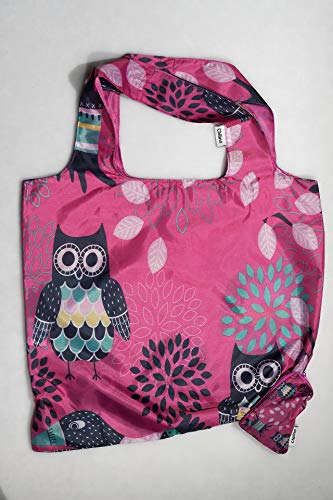 Chilino Uil roze opvouwbare boodschappentas, groot en stabiel, milieuvriendelijk, polyester, rood, 47 x 41 cm - Image 5