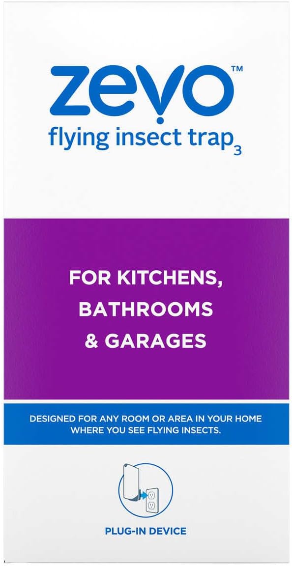Zevo Flying Insect Trap, Fly Trap, Fruit Fly Trap (2 Plug-in Bases + 6 Refill Cartridges)