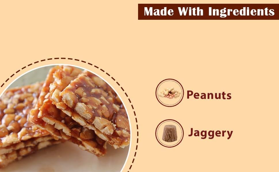 Image of Season's Edition 200 gm Groundnut Chikki Bar | Made with Jaggery & Peanut | Rich in Fiber and Protein | No Added Sugar, Delicious Energy Bar | Healthy Indian Snack Sweet Kadalai Mittai, Peanut Gajak for Kids, Adults