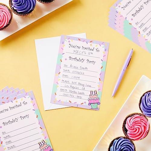 Juvale 24 Pack Birthday Invitations For Girls, Fill-In Invite Cards With Envelopes, Confetti Design (5X7 In) #TOP1