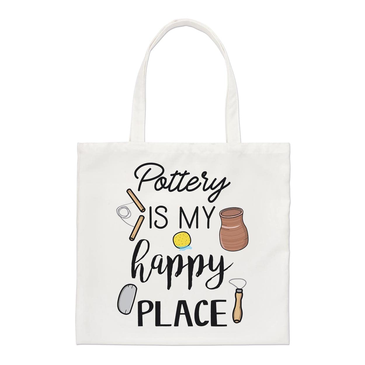 Pottery Is My Happy Place Regular Tote Bag Potter Grandma Mum Funny Shopper