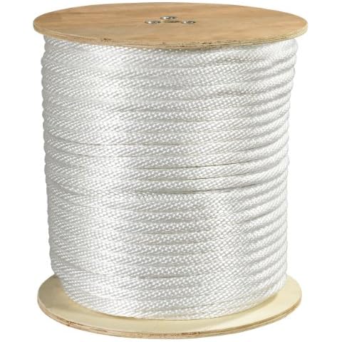 Aviditi Nylon Solid Braided Rope, 500' x 5/8", 6000 lbs. Tensile Strength, White (TWR123) Cover