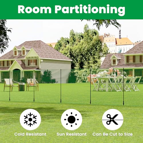 WOLTU Geflügelnetz, mobiler Zaun 10x0,9 m engmaschig, Hundezaun Gartenzaun Steckzaun Campingzaun Absperrzaun, mit 7 Pfählen Windenseilen Erdnägeln Kabelbindern, Grün