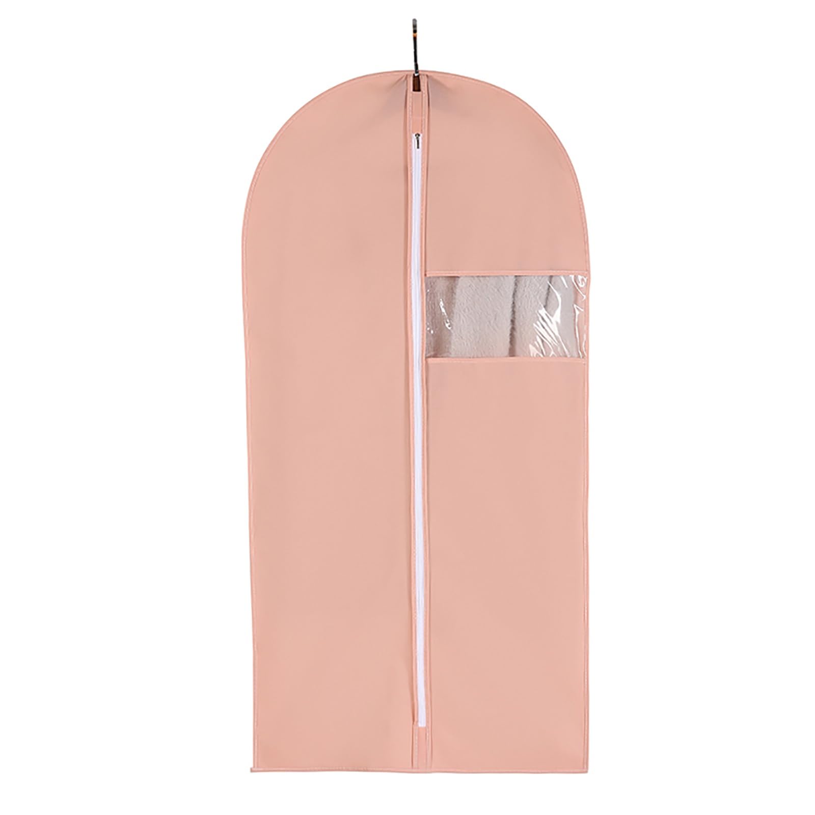 vfdaSWQQ Coat hanger cover, 5-pack, Non-woven Garment Cover with Zipper, Suitable for Suits, Long Skirts, Shirts(Pink,60 * 80cm/24 * 31in)