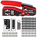 TAIWAIN RJ45 Cat5e Cable Crimp Stripper Maintenance Tool Kit, CAT6 Crimper Tools Set RJ11/RJ12 Network Ethernet Crimping Pass Through Mobile Device Network LAN Repair Cutter(Red)