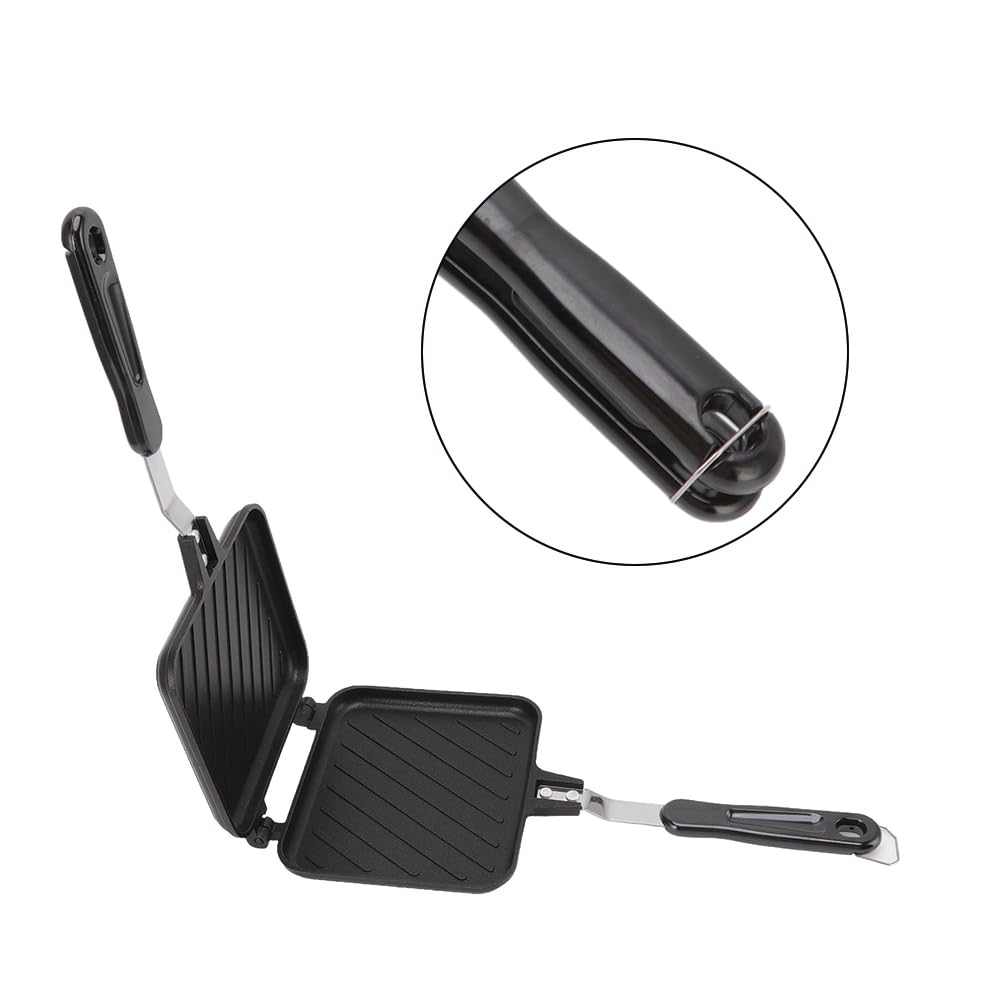 Opiekacz Do Gorących Kanapek, Opiekacz Do Panini Z Grilla Mini Patelnia Do Gofrów Ze Diagonalu Naczynia Z Powłoką Nieprzywierającą Dwustronny Stop Aluminium Ergonomiczny, Odłączany Smażenie Izolacja