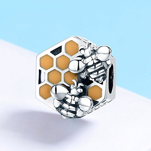 Bee Honeycomb Charm Beads 925 Sterling Silver Beads Fit for European Charm Bracelet3
