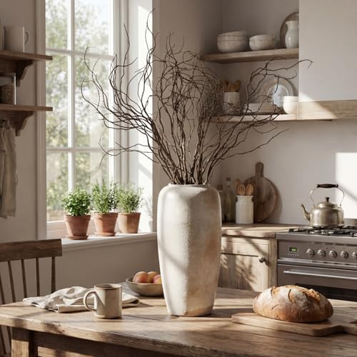 Image of Norme 10 Pcs 47.2 Inch Lifelike Curly Willow Branches for Vases Artificial Decorative Dried Twigs Tall Plastic Vine Bendable Stick for DIY Plant Crafts Farmhouse Wedding Indoor Home Hotel Decor(Brown)