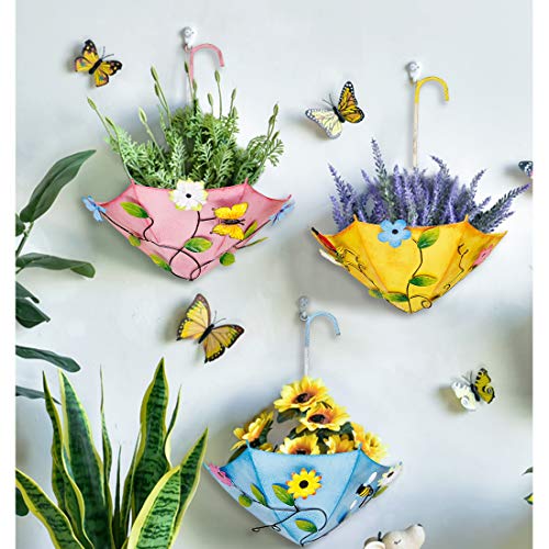 Juegoal 3 Pack Metal Umbrella Hanging Planter Wall Decor, Inspirational Plant Hanger Wall Art Indoor Outdoor For Home Bedroom Living Room Office Garden, 12.6 Inches #TOP1