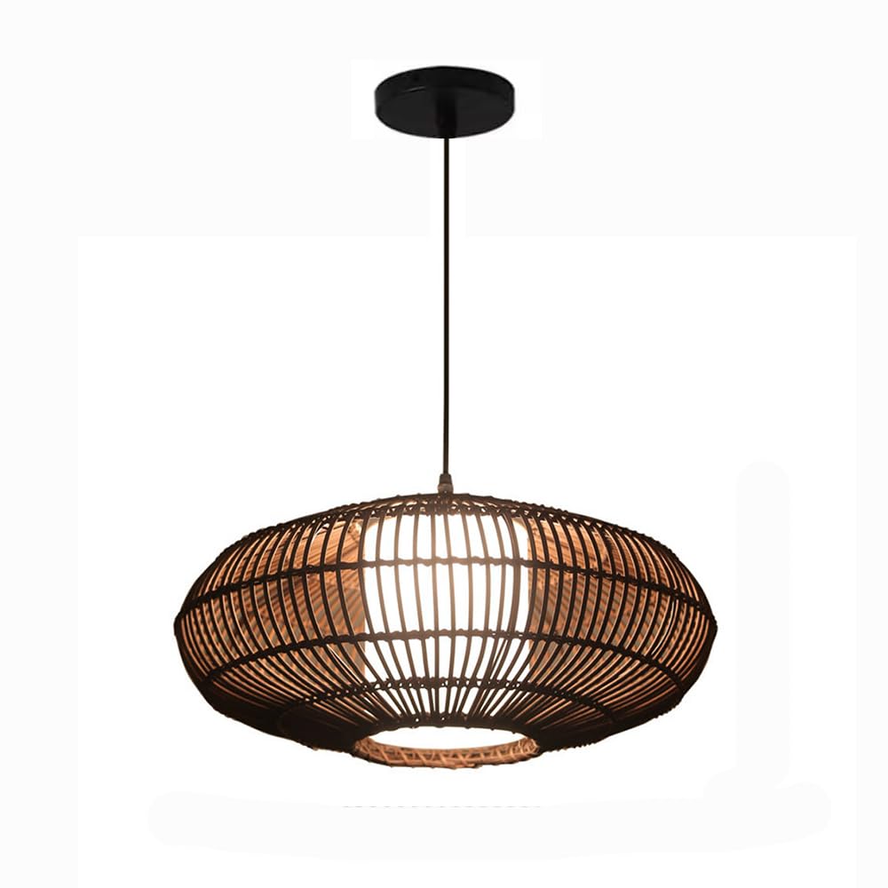 Lámpara Colgante De Bambú Lámpara Colgante De Ratán Lámpara Boho, Muebles De Ratán, Lámpara Artesanal Decorativa Japonesa Casa De Campo, Luces Decorativas De Pantalla Bohemia