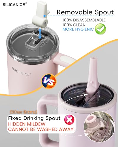 Image of For Travel & Gym - Never Drink from a Moldy Lid Again: 30oz Hygienic Tumbler, 100% Leakproof Lid & Removable Foldable Spout. Reinforced Base, Fits Cup Holders- Lilac