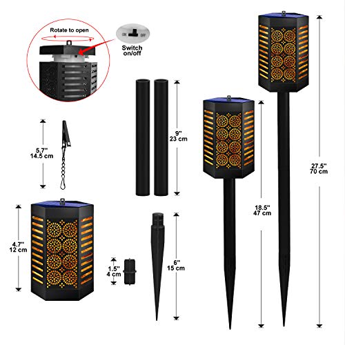 image for Urvoix Solar Torch Lights Outdoor - 4 Pack Waterproof Flickering Flame