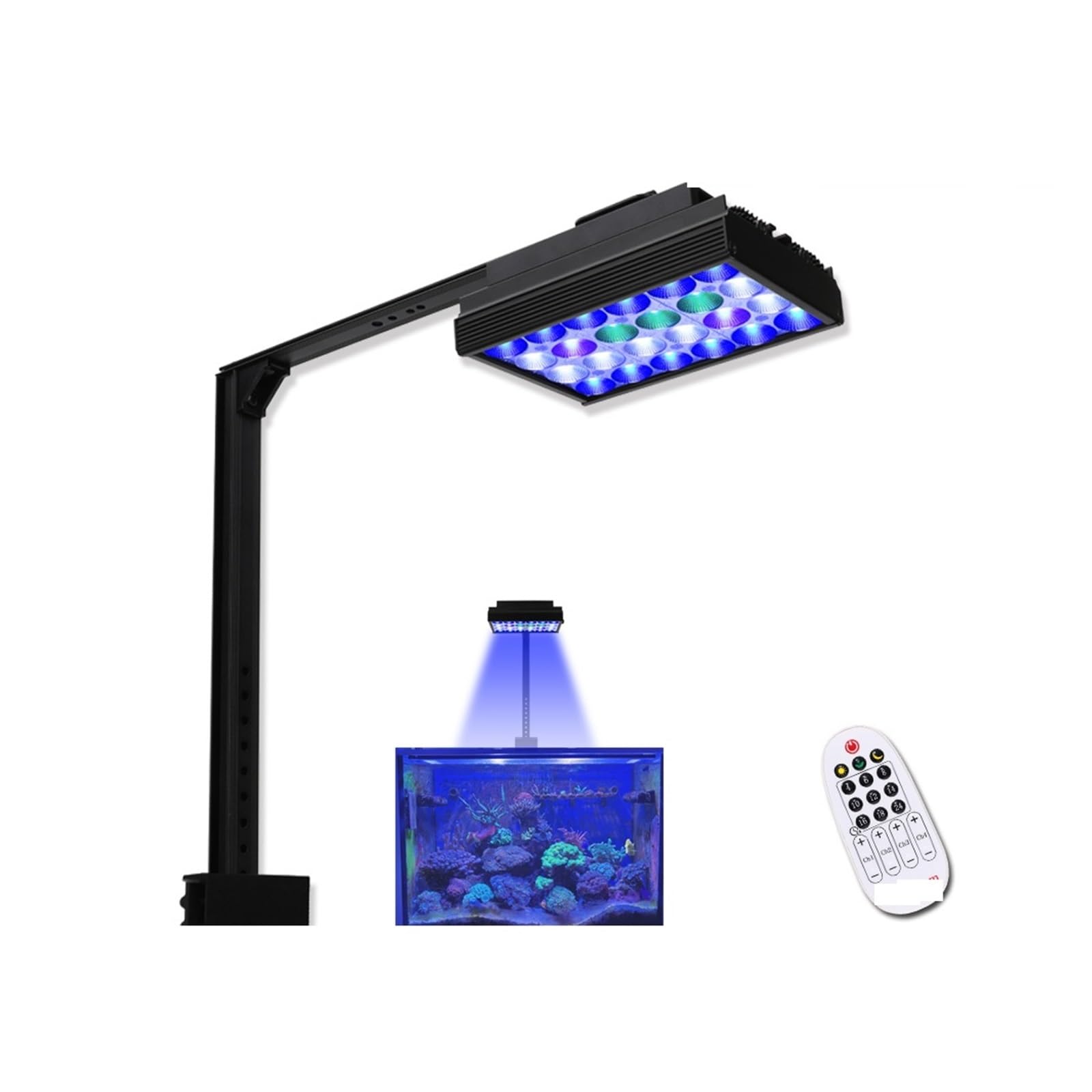 KOZWAY luz LED para Acuario, Lámpara de Acuario, luz de Acuario Marino, luz de Acuario pequeña de 60 W for Mini Tanque de Acuario de Coral de Arrecife de 40 cm-60 cm