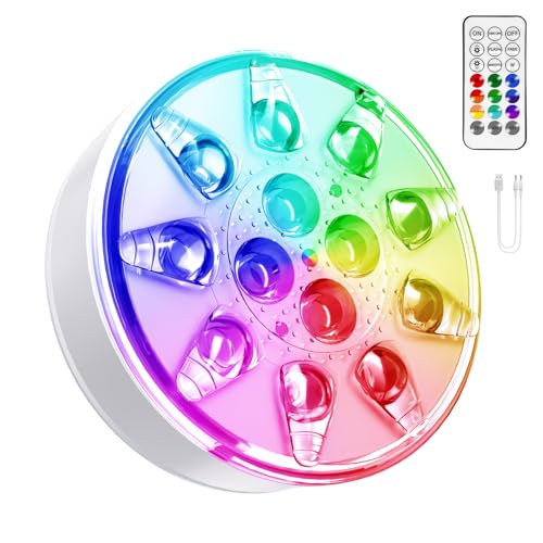 VICHTOP Rechargeable Pool Lights, IP68 Waterproof Submersible LED Pool Lights with Remote, Pool Decor Accessories for Inground Pools, Above Ground Pools, Outdoor Pool, Party Decoration