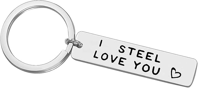 11th Anniversary Present for Husband Wife Boyfriend Girlfriend Couples Keyring Gifts I Steel Love You Stainless Steel Keyring Couple Key Chain Birthday Christmas Valentine's Day Gifts for Women Men