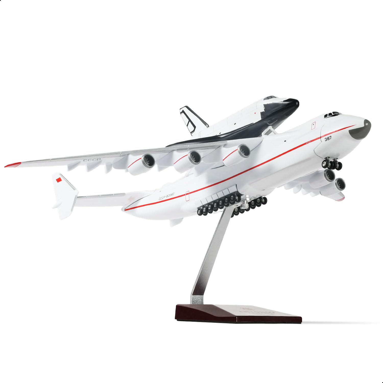 1/200 Antonov An-225 Buran Modello di navetta spaziale pre-costruito Mriya an 225 Modello di aereo (41,9 cm L) con supporto per appassionati di aerei militari adulti, oggetti da collezione