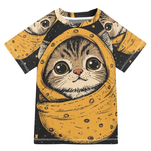Boys Swing Shirts Galaxy Cat Small Cute Rashguard Short Sleeve Kids T-Shirts Sun UPF 50+