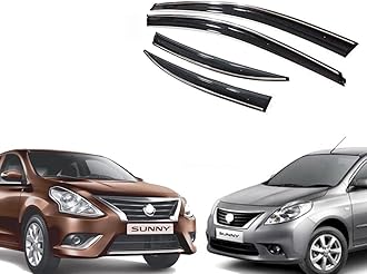 Chromeline Silverline Door Rain Visor Wind Deflector Compatible for Nissan Sunny Set of 4 Pieces