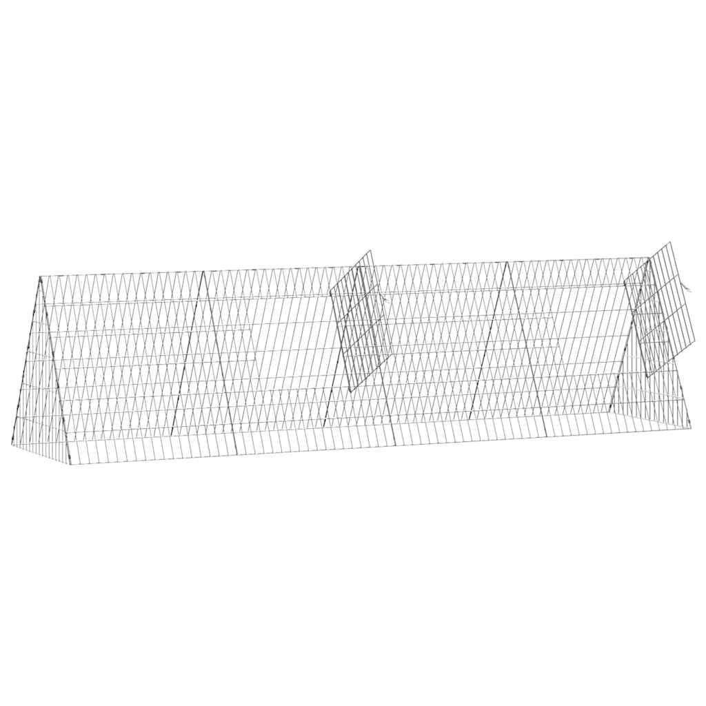 Jaula para pollos de acero galvanizado, 215 x 55 x 55 cm, resistente a la intemperie con protección, parque para gallinas, conejos, cobayas, rueda libre modular, pajarera plateada
