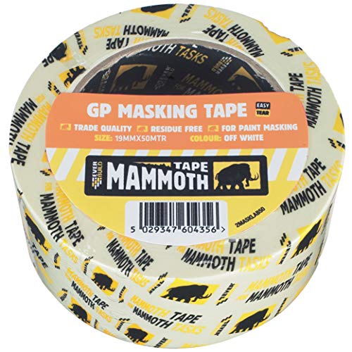 Price comparison product image Everbuild Mammoth General Purpose Trade Quality Masking Tape Suitable for Paint Masking Off White 19mm x 50m