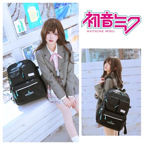 Image of FIREFIRST x Hatsune Miku Backpack-Grey,24L-Miku Merch Birthday Gift | Includes a Mini Storage Pouch,Miku Anime Backpacks for Outdoor,Travel,Concerts,Miku Cosplay,with Computer Compartment