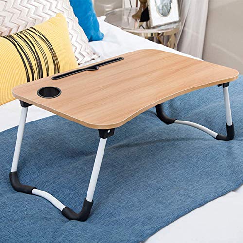 Image of AJB Multi-Purpose Laptop Desk for Study and Reading with Foldable Non-Slip Legs Reading Table Tray, Laptop Table, Laptop Stands, Laptop Desk, Foldable Study Laptop Table, Study Table (Dark Wooden)