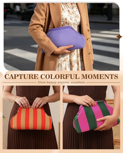 Image of Woven Clutch Purses for Woman,Summer Beach Purse for Vacation, Woven Striped Dumpling Bag,Crochet Evening Handbag