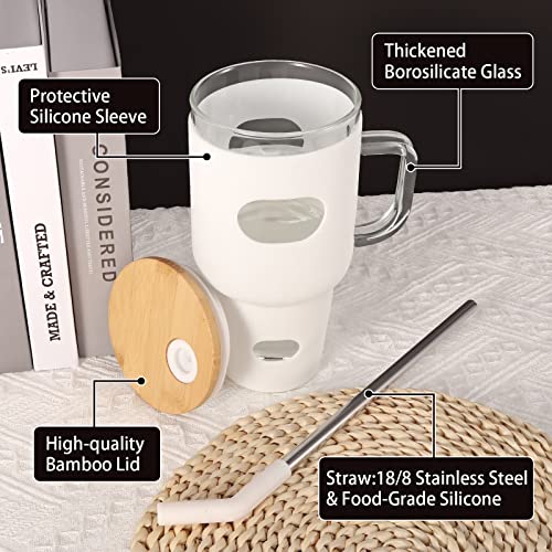 Aootoosport 32 Oz Water Bottle With Sleeve Glass Bottle With Straw And Handle Glass Tumbler With Bamboo Lid #TOP1