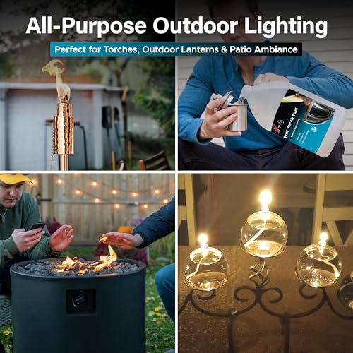 Image of Firefly Fuel Tiki Torch Lamp Oil - 1 Gallon, Clean-Burning, Odorless, Low Smoke - Outdoor Torches, Oil Lamps & Tabletop Fire Pits