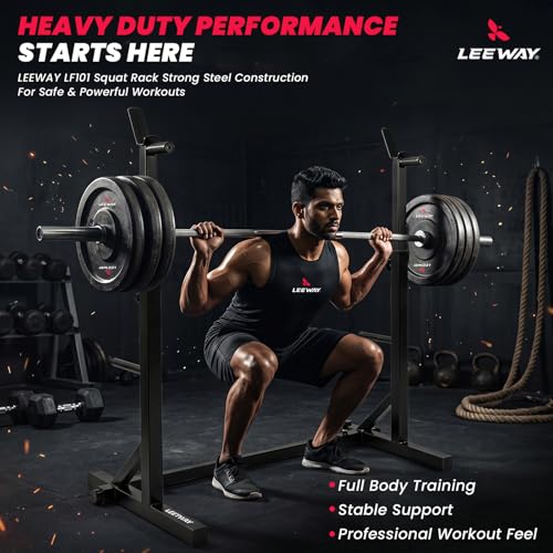 Image of LEEWAY LF101 Squat Rack for Home Gym | Barbell Stand, Power Rack for Bench Press Stand | Weight Bench High Jump Machine | Gym Rack (1, Multi, SQ.LF-101)