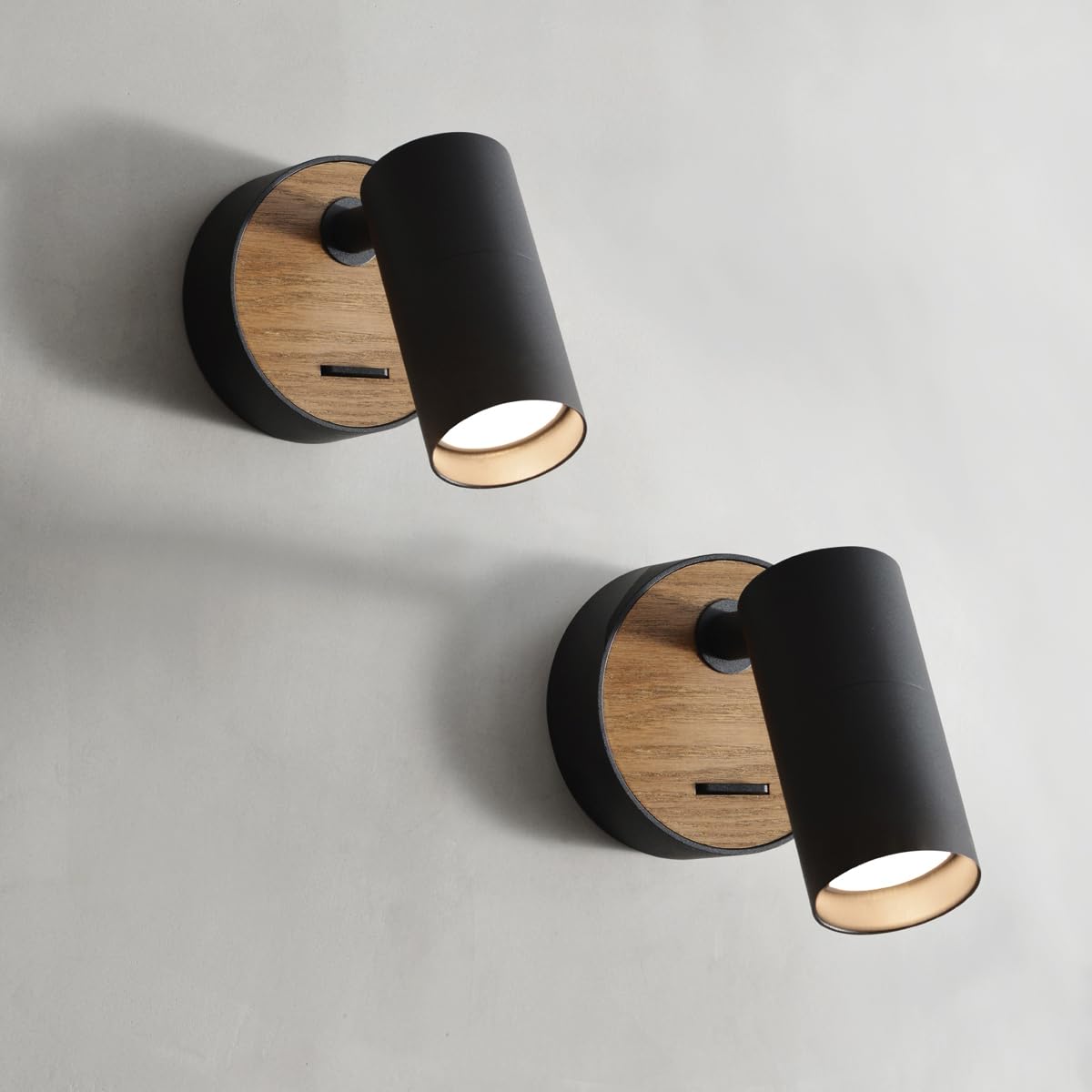 ouglres Vintage Aplique Madera Aplique En Diseño,2 Pack Retro Aplique De Acero/Aluminio, Aplique Iluminación Compacta Salón Dormitorio, Negro, Con Interruptor, Casquillo: Gu10