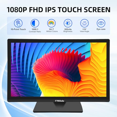 Image of FYHXele 22 Inch Touchscreen Monitor, IPS FHD 1080P Touch PC Display, 75Hz, LED Backlit Multi-Touch Monitor, VESA, HDMI & VGA & USB Computer Touch Screen for Gaming, Business, Warehouse, Bar, Gym