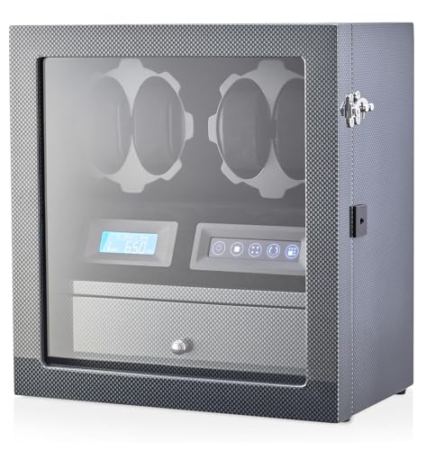 Image of 4 Watch Winder with 5 Watch Storage Space, LCD Display, Touch Control and Interior Light