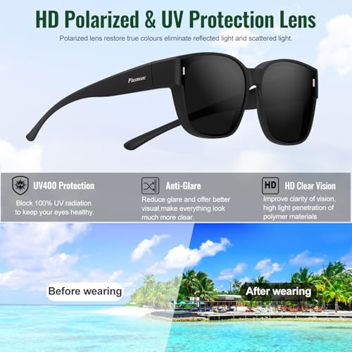 Fit Over Glasses Sunglasses for Women Men,Oversized Polarized Sunglasses for Cover Prescription Glasses UV4004