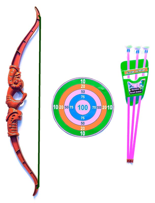 Dynamic Retail Global Archery Bows and Arrows Set for Kids Boys, Sports Outdoor Toy for Children Plastic Multi color