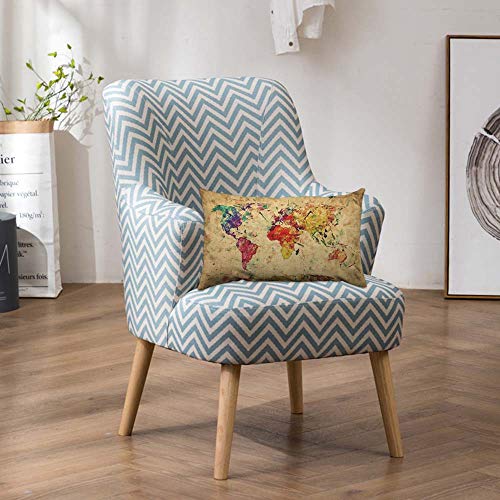 Hosnye World Map Throw Pillow Cover Historical World Map For Old Paper Retro Style Expression On Grunge Linen Fabric For Couch Bed Sofa Car Waist Cushion Cover 12 X 20 Inch Pillow Case #TOP3