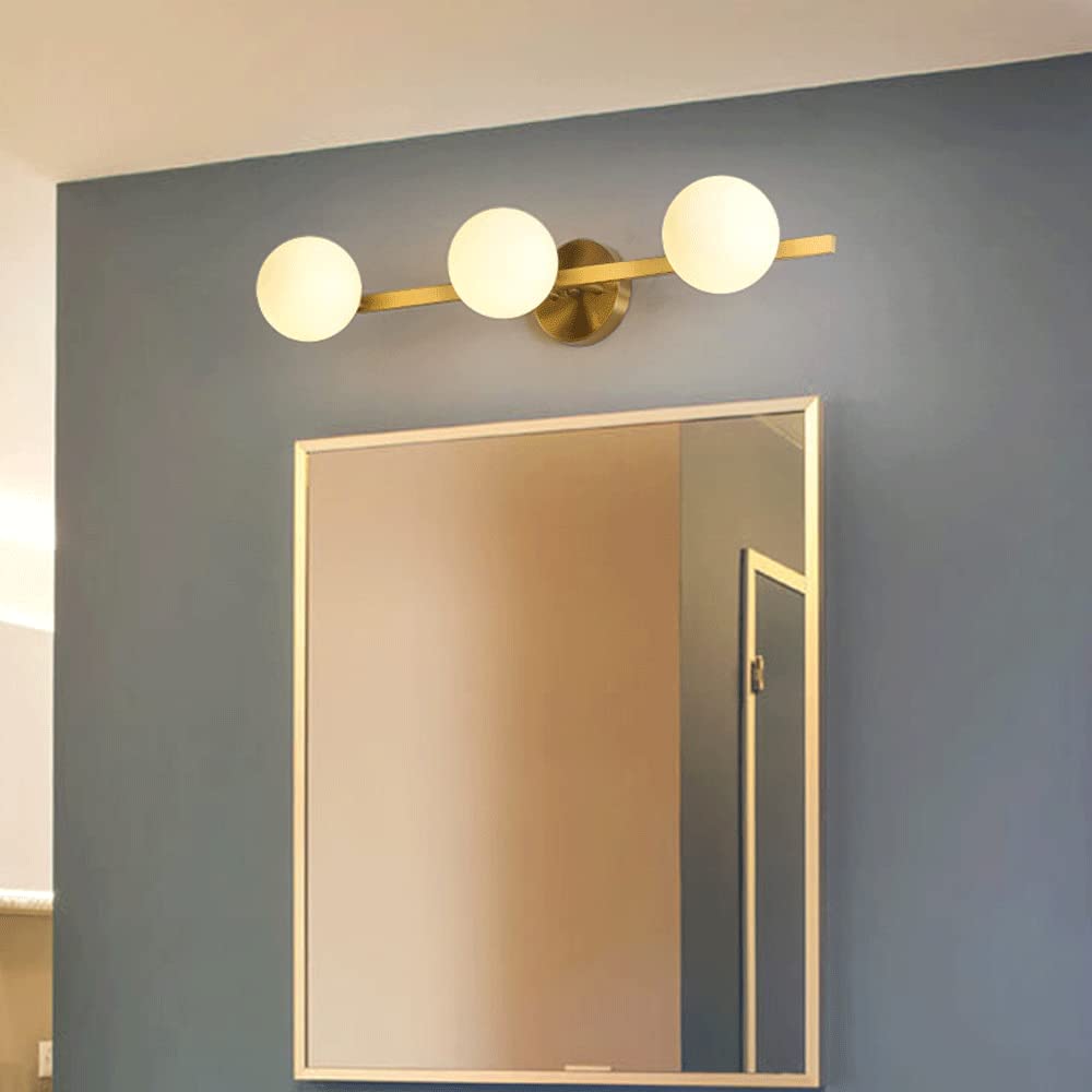 Lampade da Bagno Moderne, Lampade da Bagno G9 con Finitura Oro E Globo in Vetro Satinato, Lampade da Bagno in Rame per Soggiorno, Camera da Letto, Oro A 4 Luci, Oro A 3 Luci
