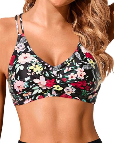 Image of Holipick Women's Twist Front Bikini Top | Removable Pads, Adjustable Straps, V Neck, Full Lining, Breathable Fabric for Beach, Pool, and Vacation