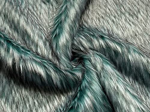 Tissu en fausse fourrure de luxe vert émeraude de Bologne de haute couture