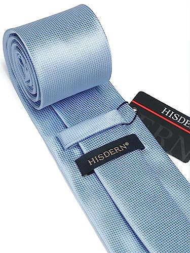 Image of HISDERN Ties for Men Plaid Checkered Tie with Pocket Square Woven Business Formal Necktie Handkerchief Set Wedding Party