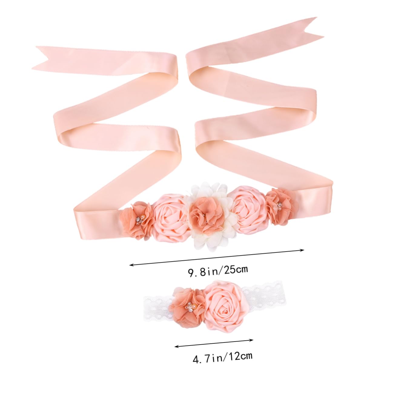 LIFKOME 6piezas Cinturón De Flores Para Rhinestones y Perlas Juego Cinturón y Diadema De Satén Para Bodas y Elegantes