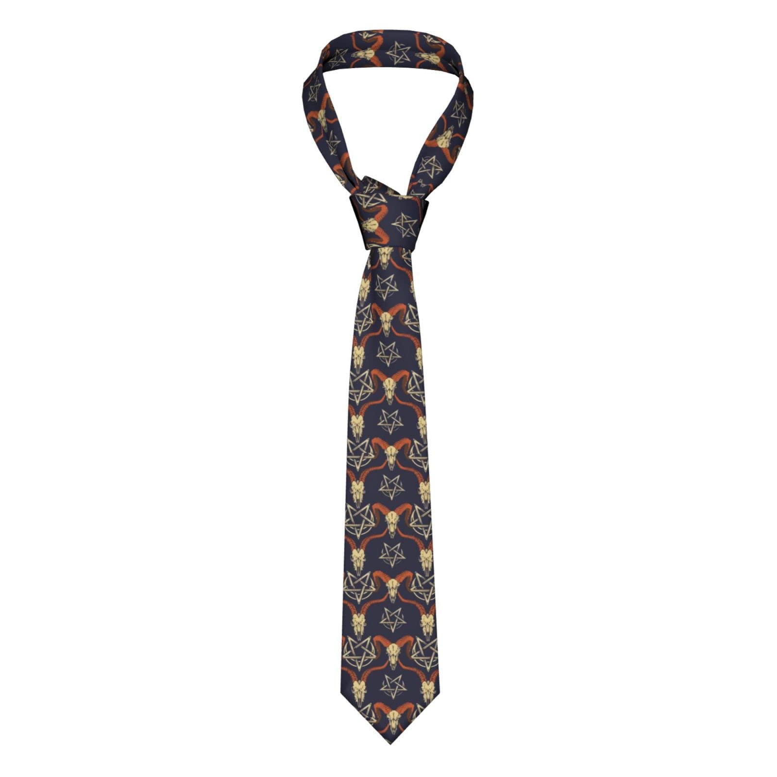 Nlwqekv Men's As Pic Tie Funny Neckties Satan Baphomet Sheep Head Demon Tie Party Business Neckties Soft Ties