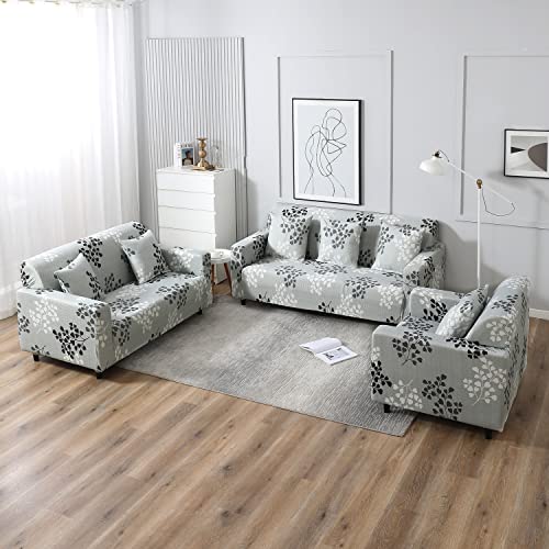 Image of HOKIPO Polyester Blend Stretchable Cushion Cover 16 inch x 16 inch, Pack of 4 (AR-4098-D12*4),Grey