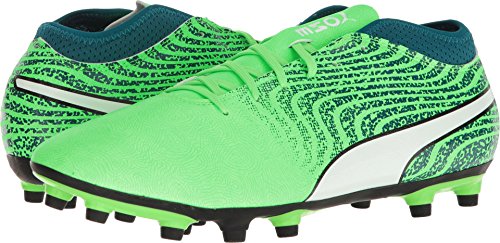 PUMA PUMA Men's One 18.4 Firm Ground Soccer-Shoe, Green Gecko White-deep Lagoon, 12 M US